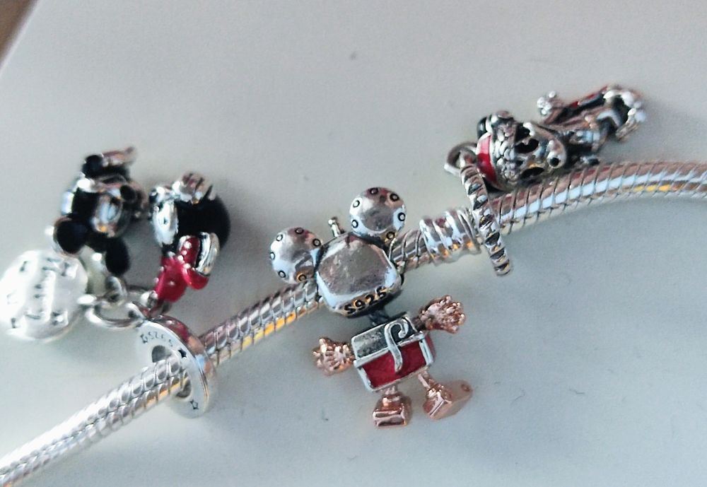 Zestaw trzech charmsów myszka Miki Disney S925