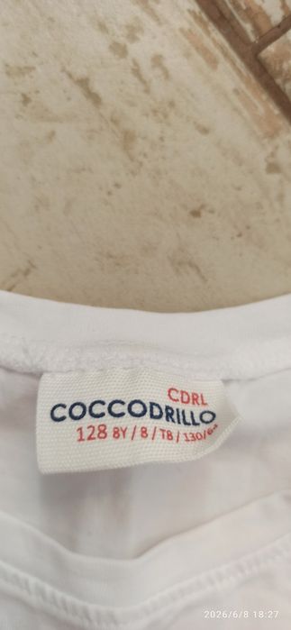 T-shirt biały dla dziewczynki Coccodrillo 128 bdb