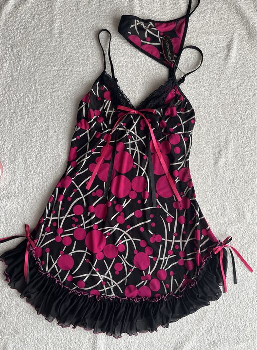 Nowa koszulka nocna w różowe grochy XS/S