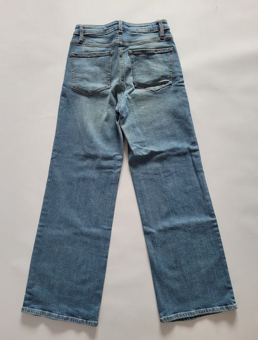 Jeansowe szerokie proste luzne spodnie wide leg wysoki stan 36 S jeans