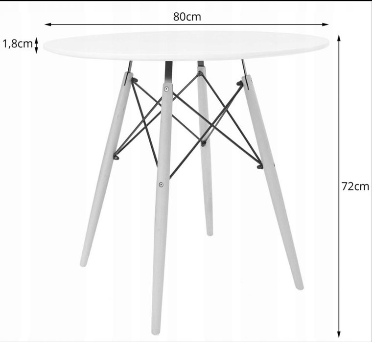 Zestaw stół okrągły TODI 80 czarny + 4 krzesła LAGO szare