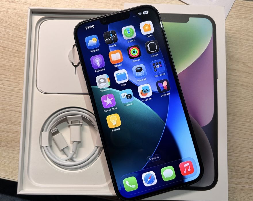 iPhone 14 PLUS 128GB - Pudełko+Ładowarka+Szyba -> Komplet L