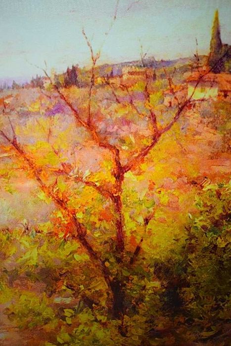 William Merritt - ,,Widok na Fiesole '' 1907 , reprodukcja .