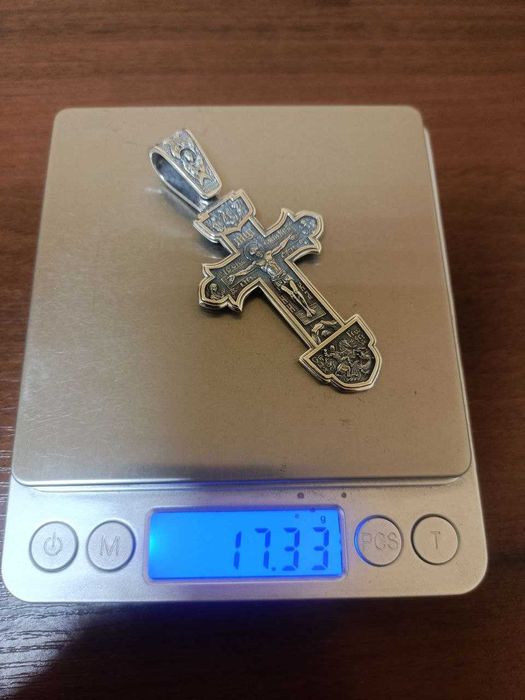 Чоловічий Срібний Ланцюг Рамзес+хрест срібло 925 проби на шию цепочка