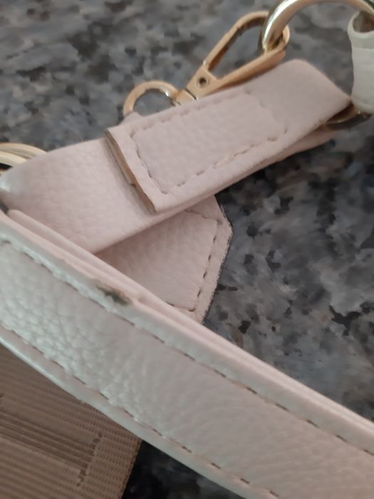 Torebka ecru Laura Biaggi firmowa skóra naturalna plus ekoskóra tkmaxx