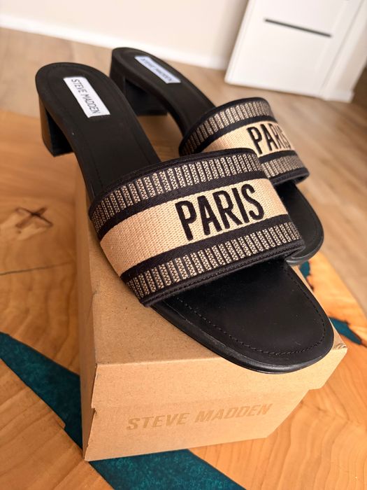 Steve Madden Paris klapki czarne beżowe NOWE 42
