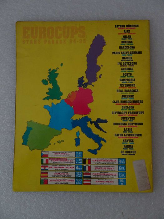 Caderneta de cromos de futebol Eurocups Stars Parade 94-95 (faltam 6)