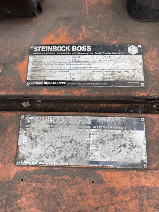Wózek widłowy Steinbock Boss KE 16-50 1,6 t 48V + widły + prostownik