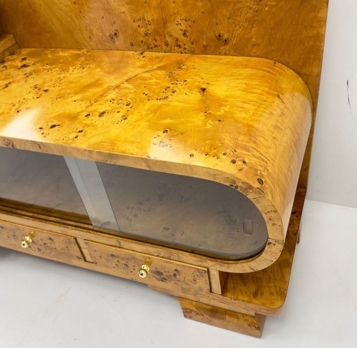 Stara toaletka Art Dèco z dużym okrągłym lustrem