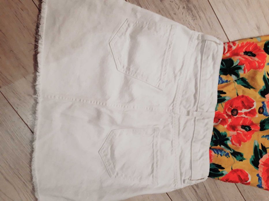 Spodniczka biała jeans zara xs 34 s 36