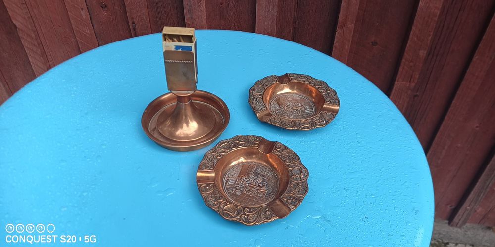 Спичечник и пепельницы медь Швеция