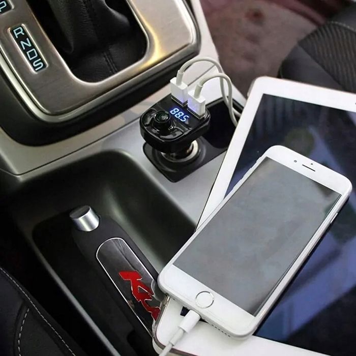 Transmiter samochodowy FM bluetooth dual rozmowy microsd 12v 24v