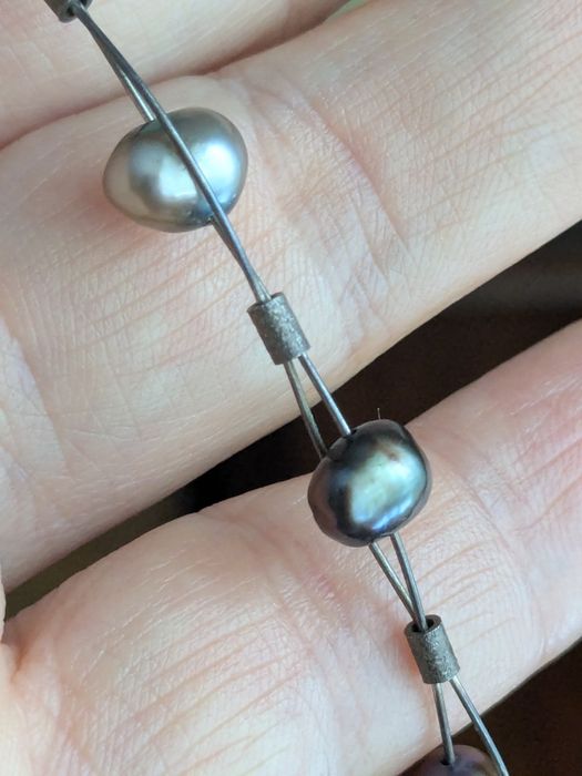 Naszyjnik srebro i perły brązowe