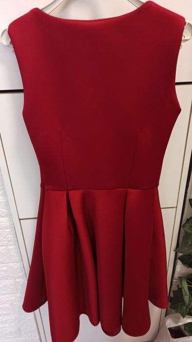Sukienka bordowa, elegancka, balowa, r. S, midi, ślub, studniówka