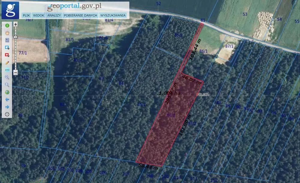 Las. Działka Leśna 86/2 Podgórze, powiat Chełm