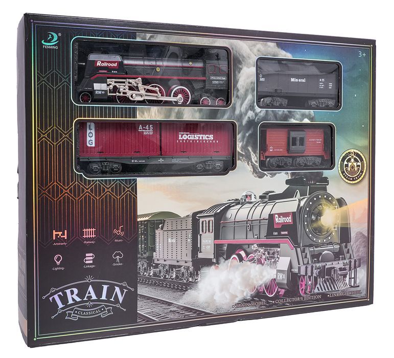 Kolejka Retro Z Funkcją Świateł, Dźwięku I Dymu 138Cm