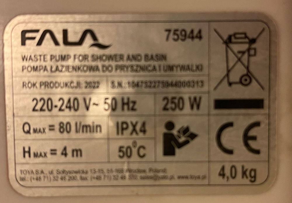 Pompa Łazienkowa  Przepompownia  Ścieków  Fala 75944