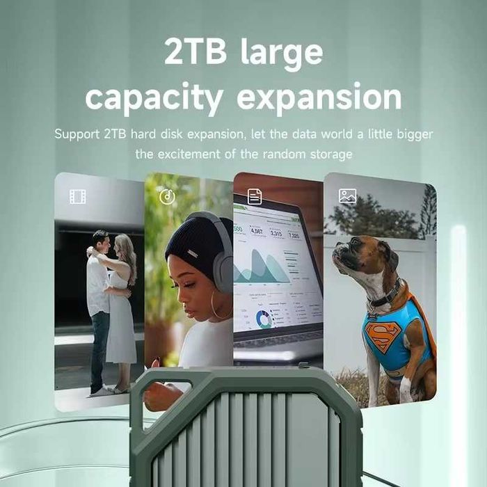 Внешний адаптер HAGIBIS M.2 NVMe 2230 PCIe SSD to USB 3.2 Green карман