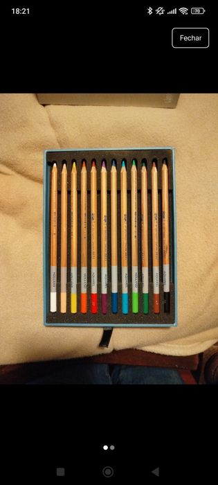 12 lápis de cor aguareláveis em caixa de madeira  Bruynzeel