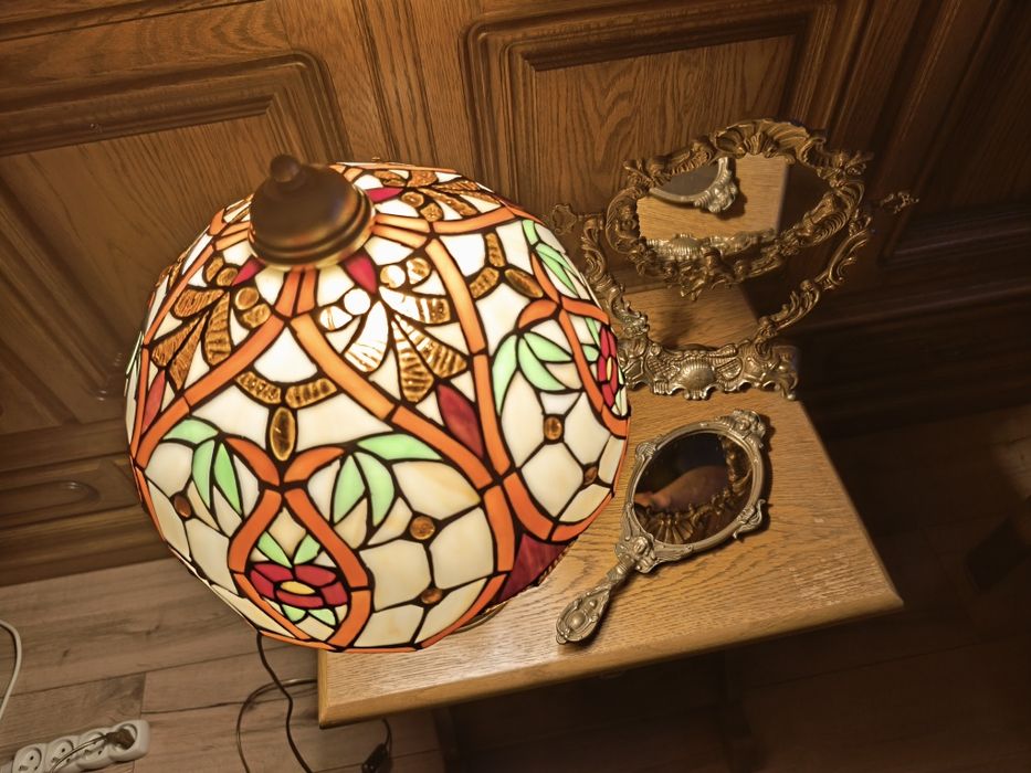 Lampy witrażowa mosiądz brąz