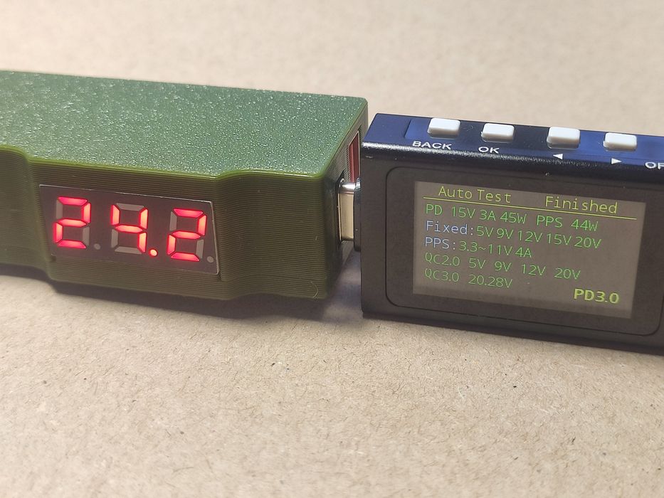 Адаптер XT60 - USB-C/USB-A для FPV батарей 2-6S, 45W з вольтметром