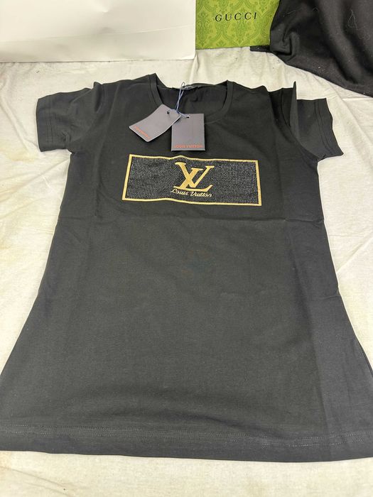 Koszulka Damska louis vuitton bluzka czarna nowe shirt lv na środku