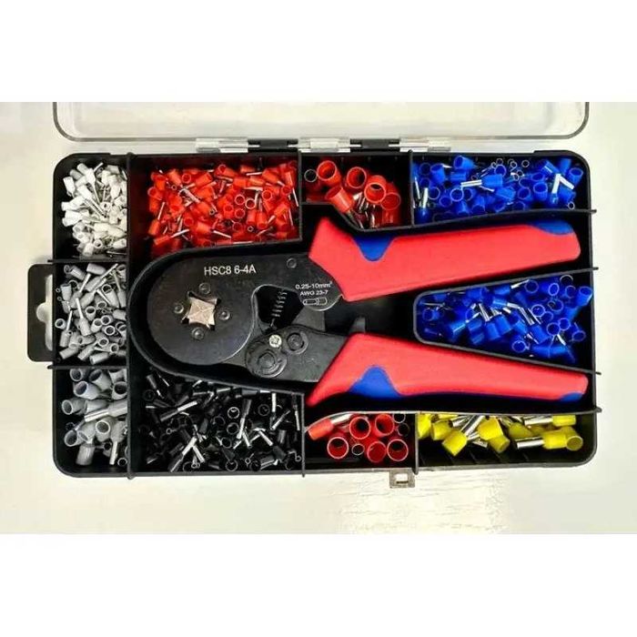 Кримпер HSC8 6-4A (0.25-10 мм²) + Набір наконечників 1200 шт