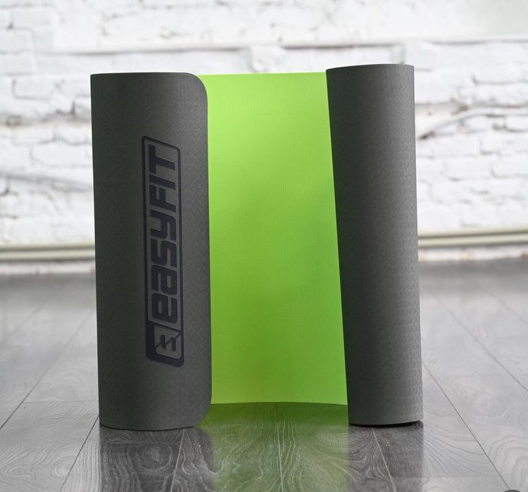 Килимок для йоги та фітнесу EasyFit TPE двошаровий 183*61 см, 6мм