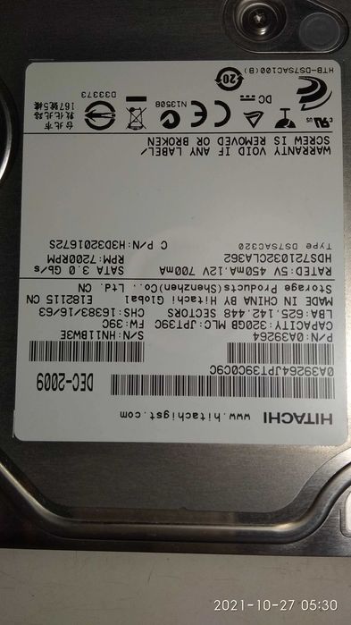 Винчестер Hdd 3,5 Hitachi 320g.