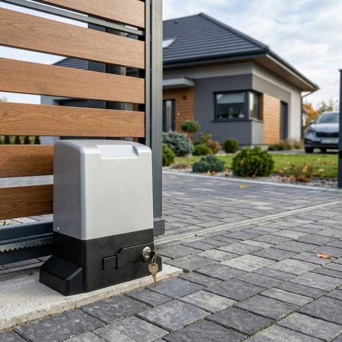 Napęd do bramy przesuwnej Z MONTAŻEM – zestaw: 2 piloty, fotokomórki, listwa 5 mb