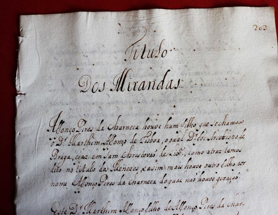 Título dos Miranda s linhagens S.XV Sisto Tavares