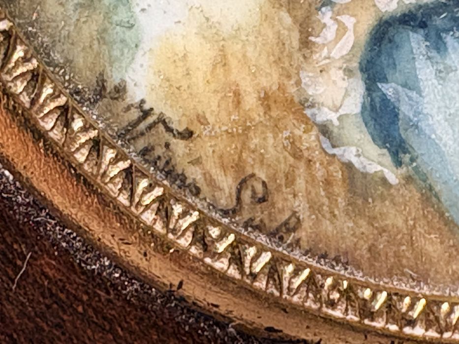Linda antiga pintura miniatura francesa retrato de Marie de Antoinette