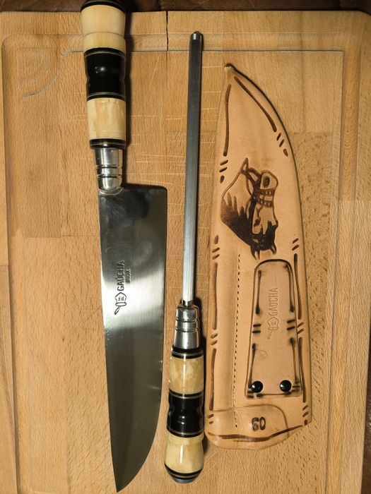 Kit churrasco faca e chaira artesanal