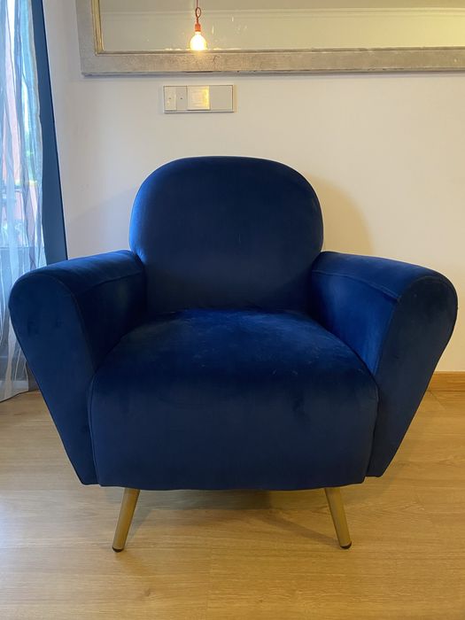 Poltrona antiga azul marinho