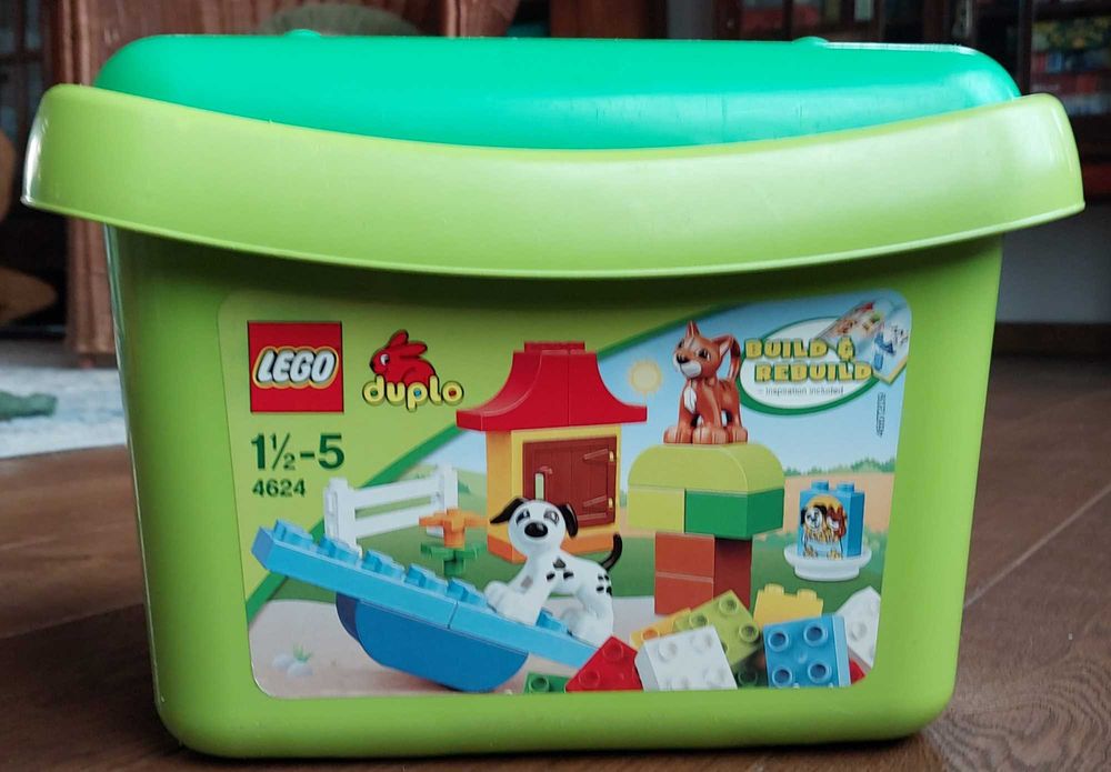 Lego DUPLO zestaw 4624: plac zabaw, pies, kot, domek, pudełko oryginał