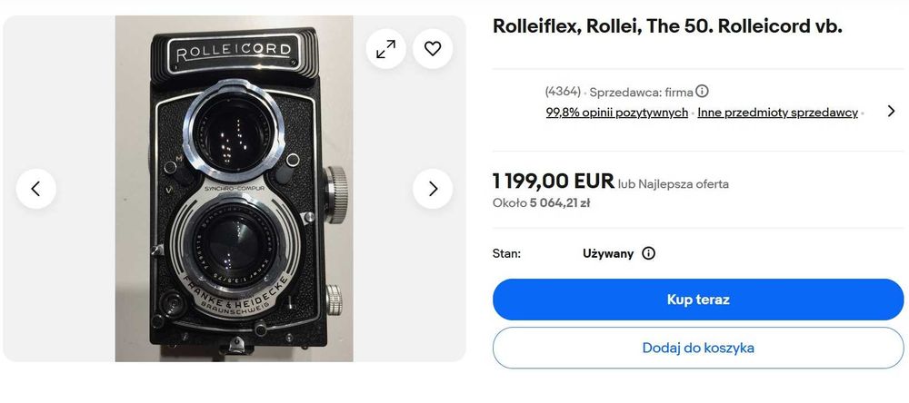Aparat Rollei Rolleicord VB TLR Schneider Xenar 3,5/75 Bardzo Rzadki !