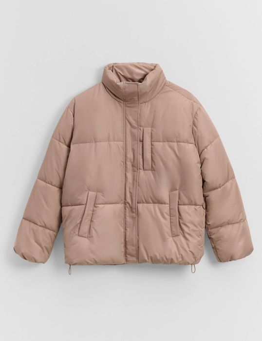 Pikowana kurtka ze stójką beżowa