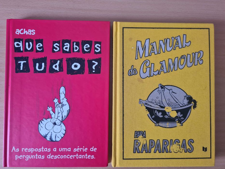 Livros "Achas que Sabes tudo?" e "Manual do Glamour para Raparigas"