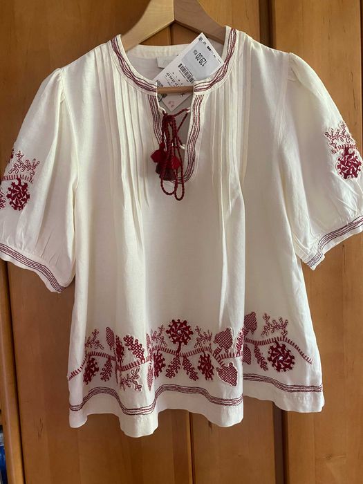 Piękna nowa haftowana bluzka Zara S