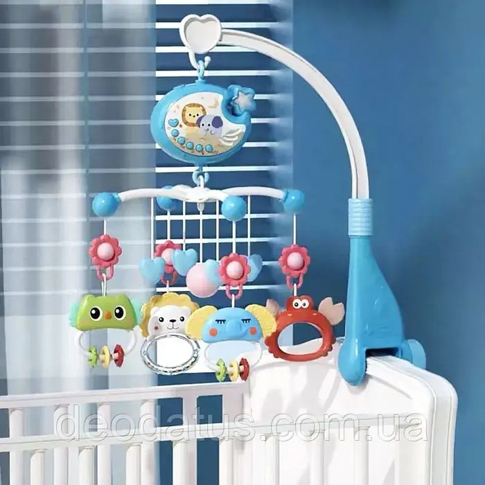 Мобіль на ліжечко карусель з брязкальцем з проектором 648A-66