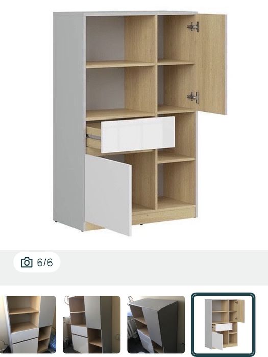 Regał / Komoda 80 cm z 2 drzwiami 4 półkami i szufladą