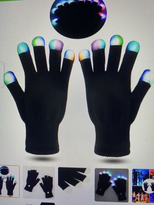 Luvas com dedos LED PARTY GLOVES