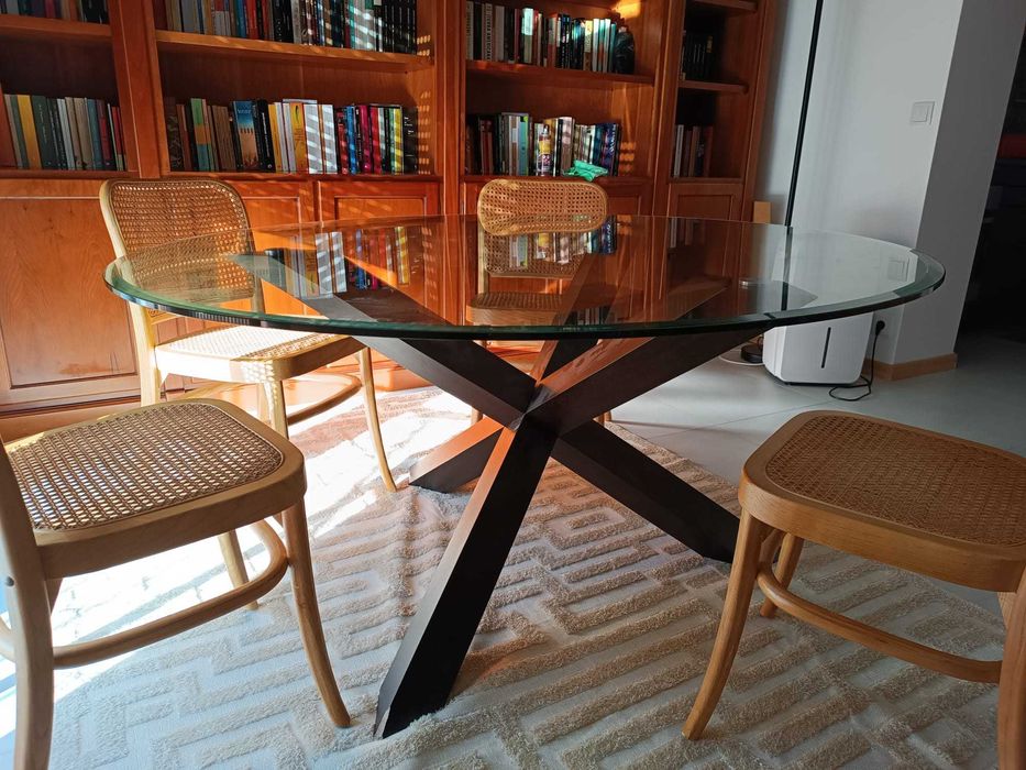 Mesa redonda vidro área store