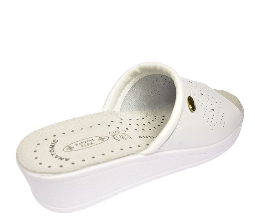 Klapki zdrowotne medyczne damskie skórzane białe 698 roz. 42