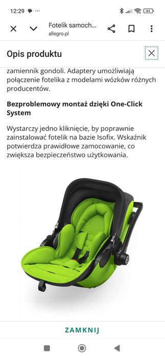 Fotelik samochodowy Kiddy plus baza isofix