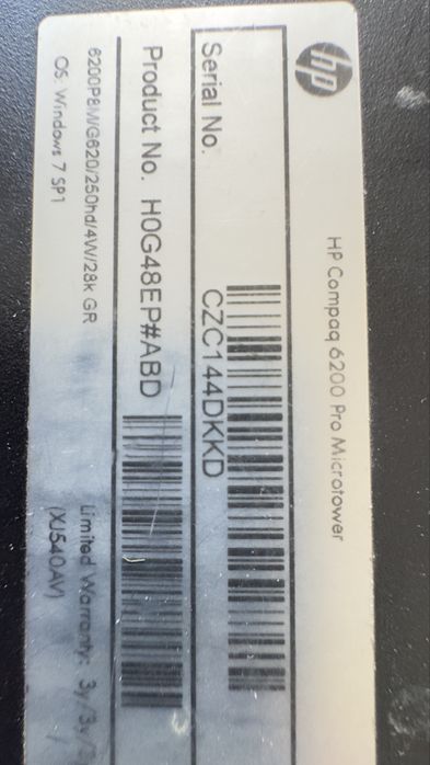 Системний блок hp compaq 6200 pro microtower