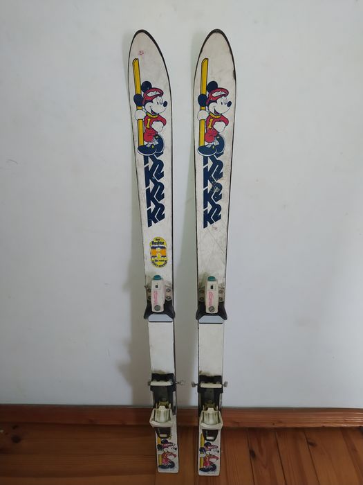 Narty dla dzieci K2 myszka Miki długość 110cm wiązania SALOMON