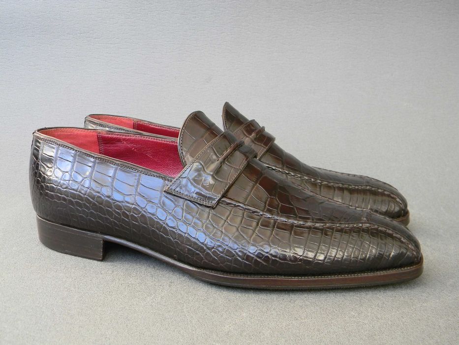 Шикарні туфлі, лофери із крокодила Feru, Італія як  Kiton чи Brioni