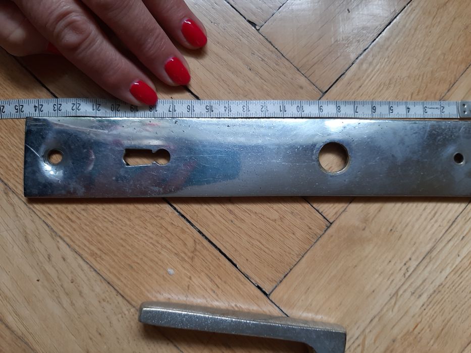 Szyld z klamką chromowany pojedynczy z PRL vintage lata 60-te