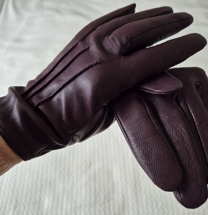 Rękawiczki skóra ciemny fiolet